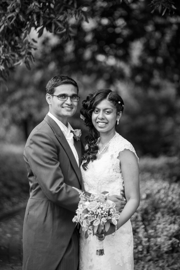 bride and groom portrait in black and white